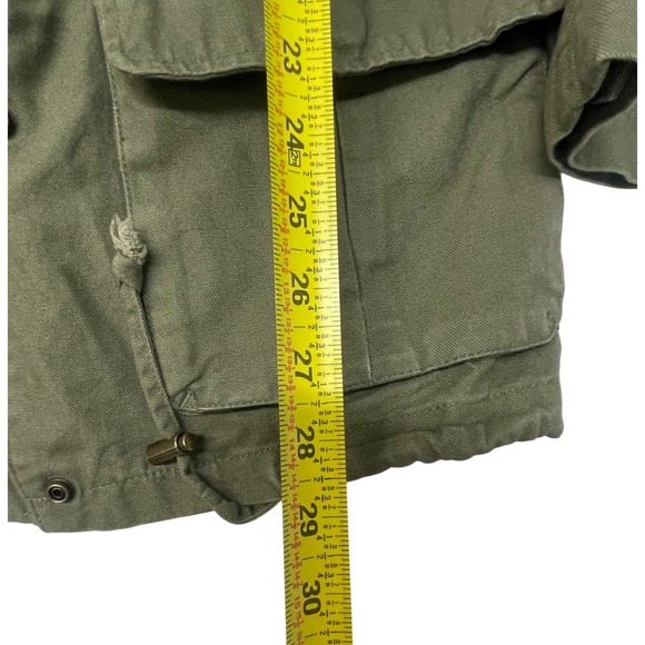 Olive‎ Green Hooded Utility Anorak Jacket Women's Size S/M Drawstring Waist - Picture 3 of 7